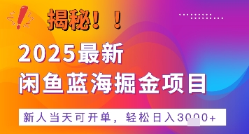2025最新闲鱼蓝海掘金项目，新人当天可开单，轻松日入多张+的保姆级教程-创业项目网