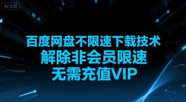 百度网盘不限速下载技术，解除非会员限速，无需充值VIP-创业项目网