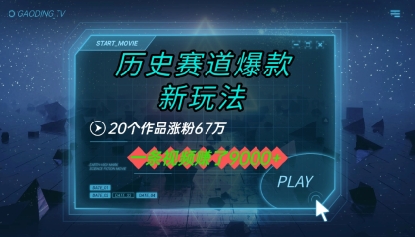 20个作品涨粉67W，一条视频收益1000+，历史赛道爆款新玩法-创业项目网