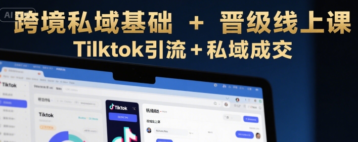 跨境私域基础+晋级线上课，Tilktok引流+私域成交-创业项目网