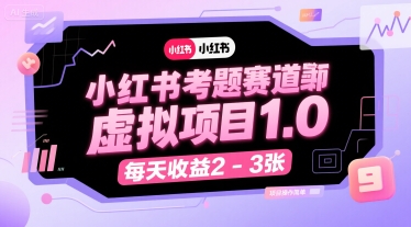 小红书考题赛道虚拟项目1.0，项目操作简单，每天收益300+-创业项目网