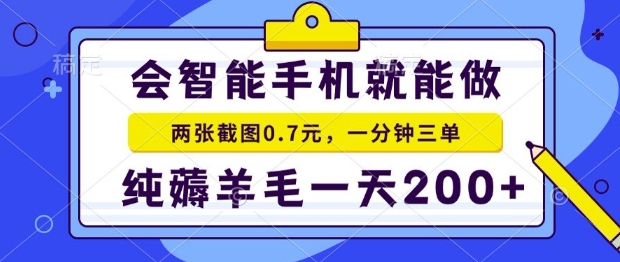 2025年零撸手机项目，二十秒一单，纯薅羊毛，一天200+做就有-创业项目网