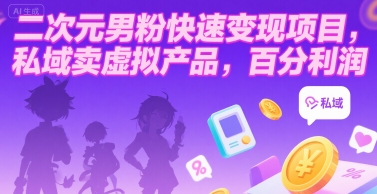 二次元男粉快速变现项目，私域卖虚拟产品，百分利润-创业项目网