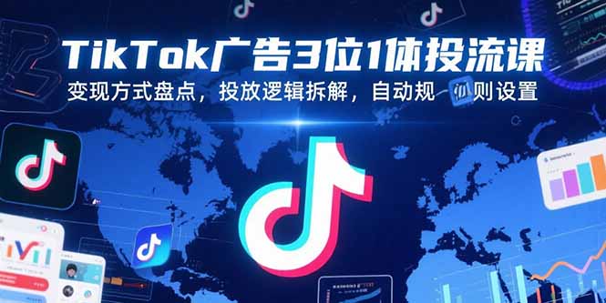 TikTok广告3位1体投流课，变现方式盘点，投放逻辑拆解，自动规则设置-创业项目网