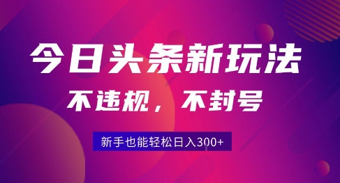 2025今日头条原创玩法5.0，不违规不封号，零门槛新手跟着做也能日入300+-创业项目网