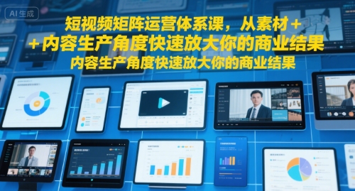短视频矩阵运营体系课，从素材+内容生产角度快速放大你的商业结果-创业项目网
