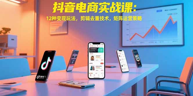 抖音电商实战课：12种变现玩法，剪辑去重技术，矩阵运营策略-创业项目网