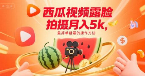 西瓜视频露脸拍摄月入5k，最简单粗暴的操作方法-创业项目网