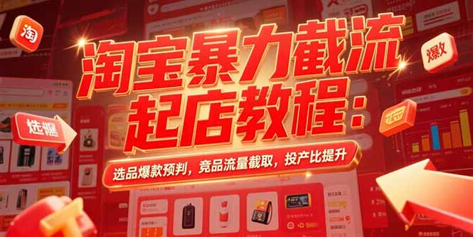 淘宝暴力截流起店教程：选品爆款预判，竞品流量截取，投产比提升-创业项目网
