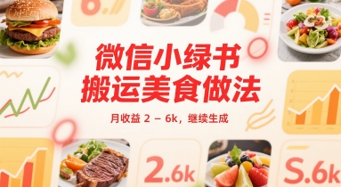 微信小绿书搬运美食做法 月收益 2-6k-创业项目网