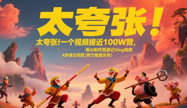 太夸张！一个视频接近100W赞，用AI制作西游记Vlog视频，全流程拆解来了(附万能提示词)-创业项目网