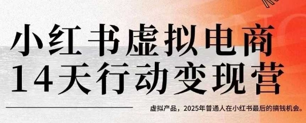 小红书虚拟电商14天变现训练营，虚拟产品，2025年普通人在小红书最后的搞钱机会-创业项目网