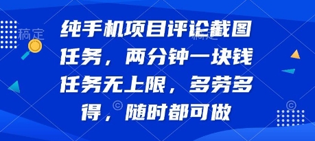 纯手机项目评论截图任务，两分钟一块钱 任务无上限多劳多得，随时随地都能做-创业项目网