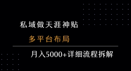 私域做天涯神贴 多平台布局 月入5000+详细流程拆解-创业项目网