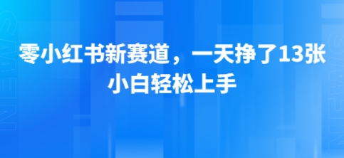 小红书新赛道，一天挣了13张，小白轻松上手-创业项目网