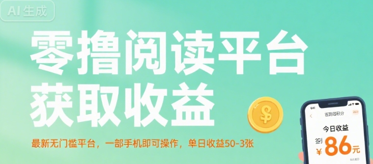零撸阅读平台获取收益，最新无门槛平台，一部手机即可操作，单日收益50-3张-创业项目网