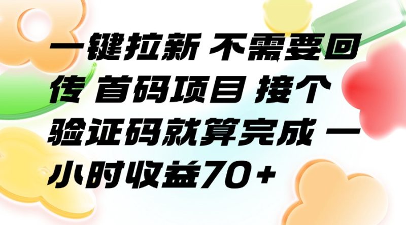 一键拉新 不需要回传 首码项目 接个验证码就算完成 一小时收益70+-创业项目网