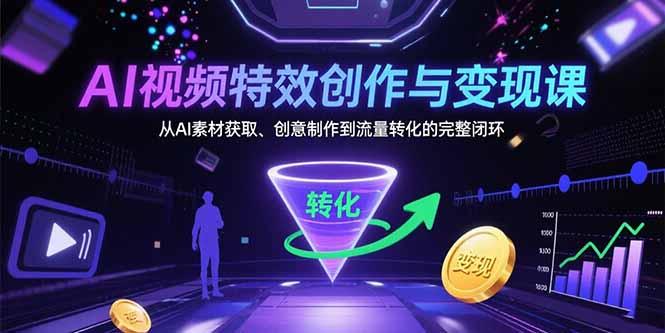 AI视频特效创作与变现课：从AI素材获取、创意制作到流量转化的完整闭环-创业项目网