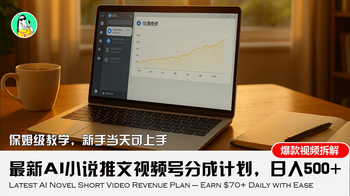 最新AI小说推文视频号分成计划，新手小白也能当天日入500+教程-创业项目网