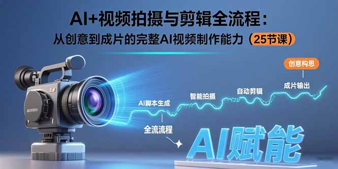AI+视频拍摄与剪辑全流程：从创意到成片的完整AI视频制作能力（25节课）-创业项目网