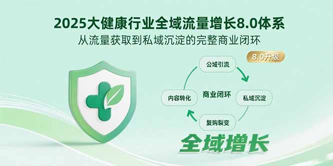 2025大健康行业全域流量增长8.0体系，从流量获取到私域沉淀的完整商业闭环-创业项目网