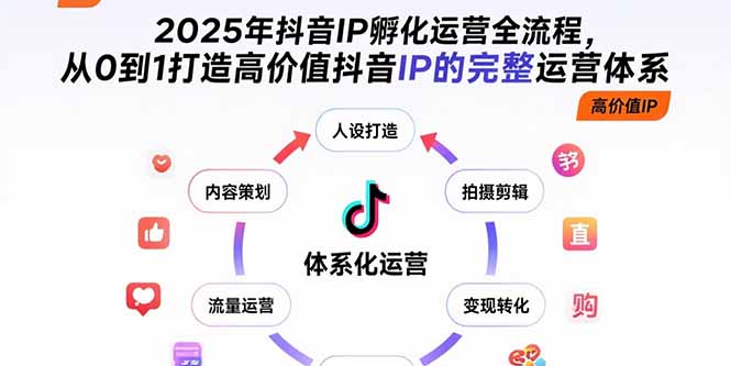 2025年抖音IP孵化运营全流程，从0到1打造高价值抖音IP的完整运营体系-创业项目网