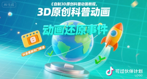 自制3D原创科普动画教程，动画还原事件，抖音最新热门赛道，可过伙伴计划-创业项目网
