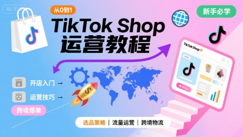 TikTok Shop从0到1运营教程，TikTok跨境电商新手必学课程-创业项目网