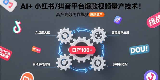 AI+小红书/抖音平台爆款视频量产技术：高产高效创作爆款视频-创业项目网