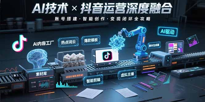 AI技术与抖音运营的深度融合应用：涵盖账号搭建、内容创作、收益变现等-创业项目网