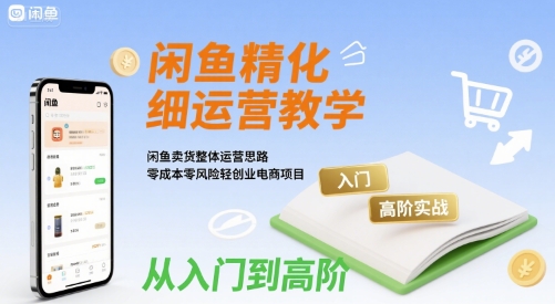 闲鱼精细化运营入门+高阶实战教学，闲鱼卖货整体运营思路，零成本零风险轻创业电商项目-创业项目网
