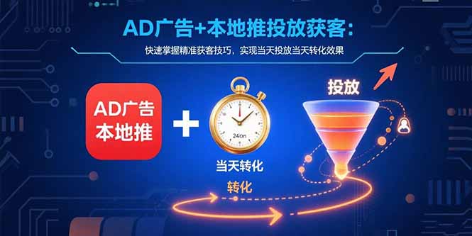AD广告+本地推投放获客：快速掌握精准获客技巧，实现当天投放当天转化效果-创业项目网
