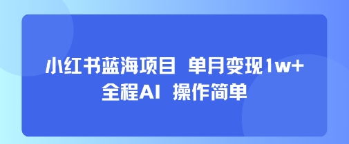小红书蓝海项目 单月变现1w+ 全程AI 操作简单-创业项目网