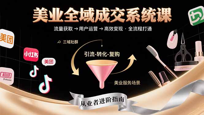 美业全域成交系统课程：帮助美业从业者打通从流量获取到高效变现全流程-创业项目网