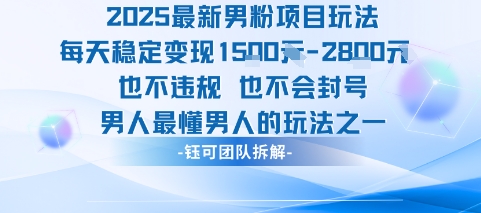 2025最新男粉项目玩法，每天变现1k+，也不违规也不会封号，男人最懂男人的玩法-创业项目网