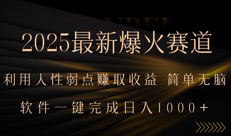 2025最新爆火赛道，利用人生弱点赚取收益，全程一键批量制作，小白轻松上手-创业项目网