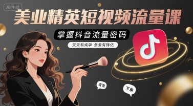 美业精英短视频流量课，掌握抖音流量密码，天天有询单，条条有转化-创业项目网
