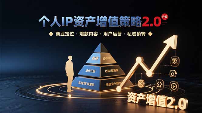 个人IP资产增值策略2.0 拆解商业定位/爆款内容/用户运营/私域销转四大模块-创业项目网