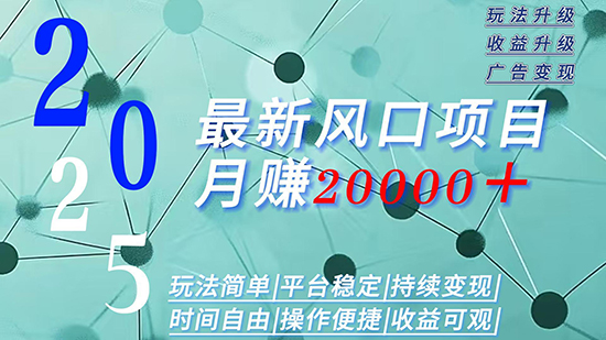 2025广告赛道新风口-月赚2W＋玩法简单，时间自由-创业项目网