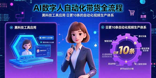 AI数字人自动化带货全流程：黑科技工具应用 日更10条的自动化视频生产体系-创业项目网