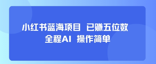 小红书蓝海项目，全程AI，操作简单，已挣五位数-创业项目网