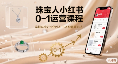 珠宝人小红书0-1运营课程，掌握珠宝行业的小红书多种账号玩法-创业项目网