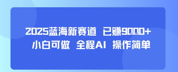 2025蓝海新赛道 已挣9k+ 小白可做 全程AI 操作简单-创业项目网