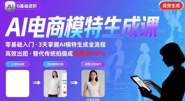 AI模特进阶课程，0基础高效生成逼真电商模特图-创业项目网