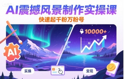 AI震撼风景制作实操课，快速起千粉万粉号-创业项目网