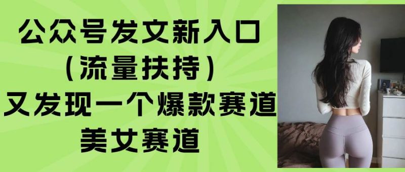 公众号发文新入口（流量扶持），又发现一个爆款赛道：美女赛道-创业项目网