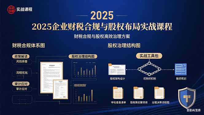 2025企业财税合规与股权布局的实战课程：财税合规与股权高效治理方案-创业项目网