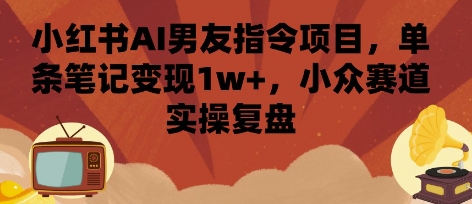 小红书AI男友指令项目，单条笔记变现1w+，小众赛道实操复盘-创业项目网