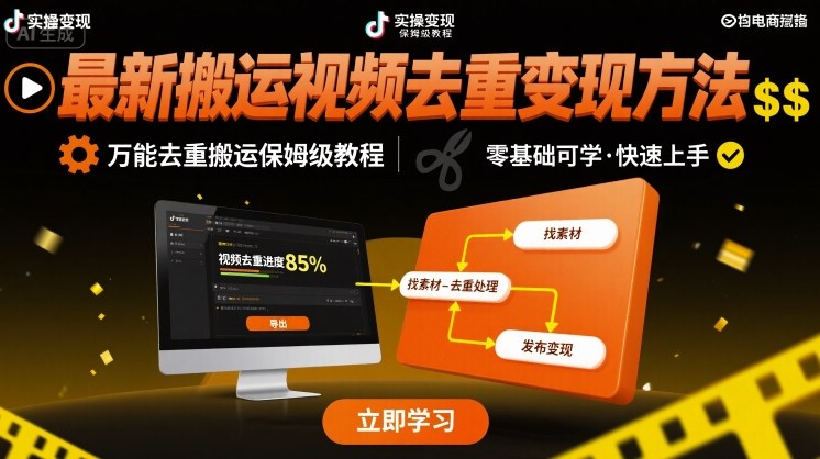 最新搬运视频去重变现方法，万能去重搬运保姆级教程-创业项目网