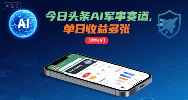 今日头条AI军事赛道，单日收益多张 ，手机可做【附指令】-创业项目网